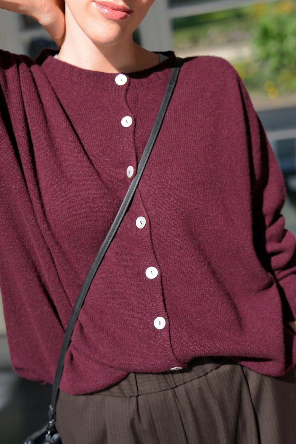 Estella Wool Cardigan - burgundy