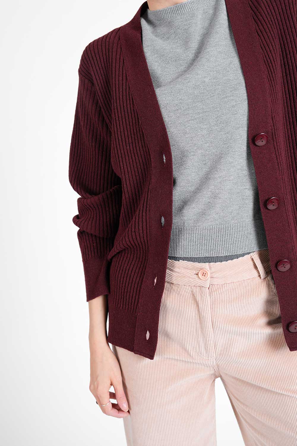 Fama Cardigan - bordeaux