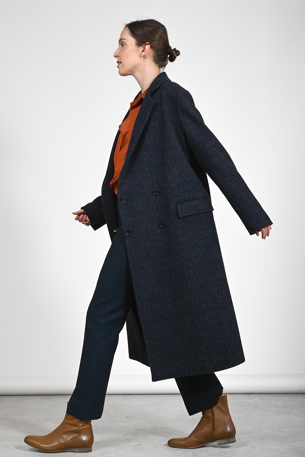 Olivin Wool Coat - navybrown