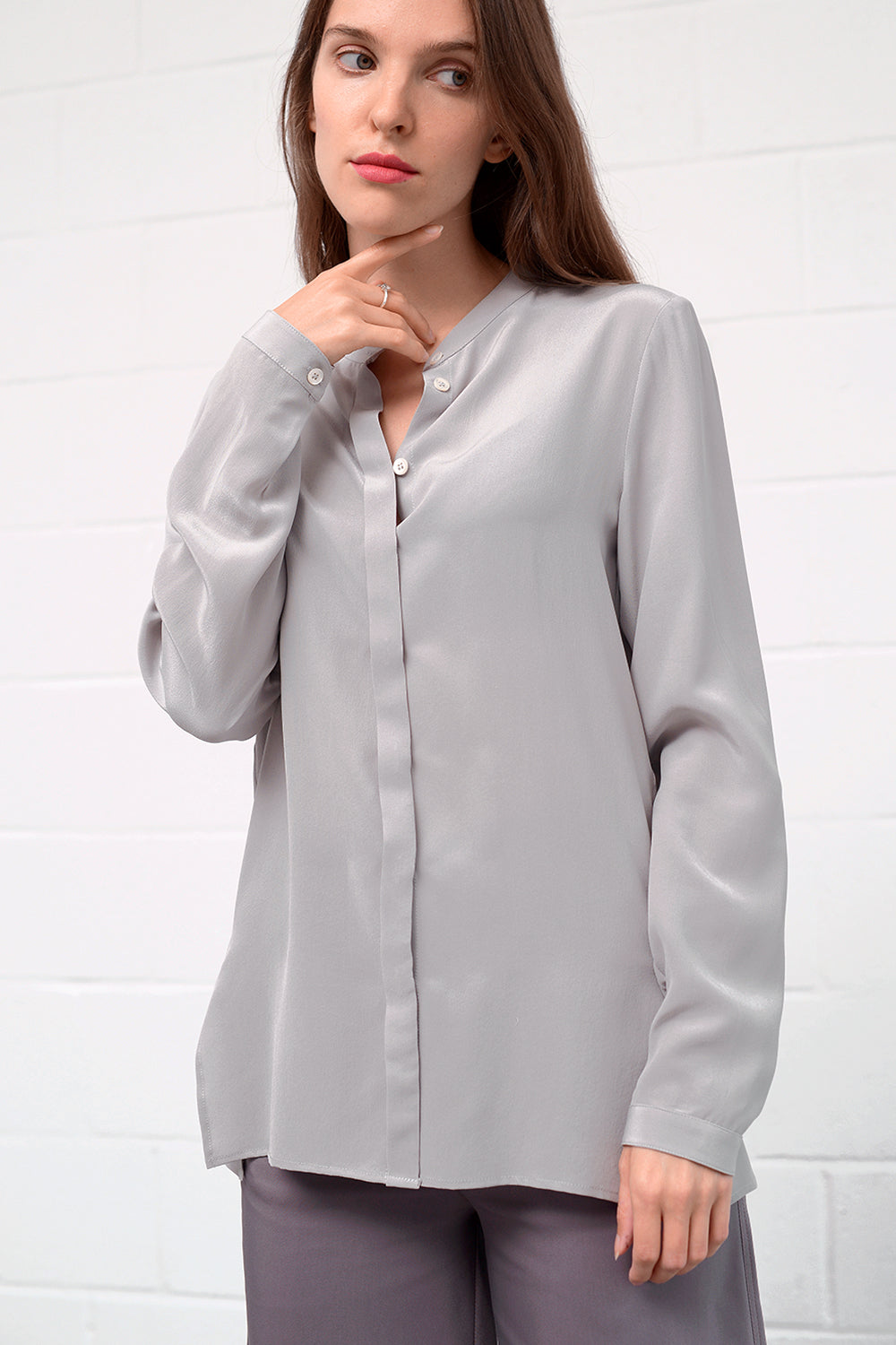 Camille Silk Blouse - pearl